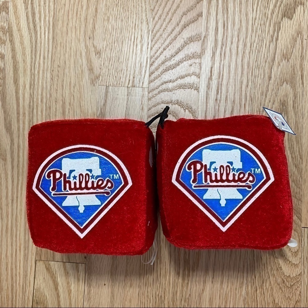 MLB Phillies Fuzzy Dice NWT Red Blue White Philadelphia Baseball